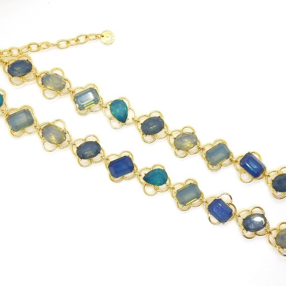 Talbots Blue Crystal Rhinestone Opalescent Statement Necklace - Picture 3 of 5